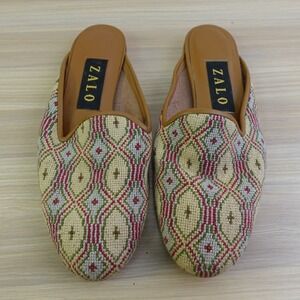 Vintage Needlepoint ZALO Mule Flats Womens 7 M Fair Isle Western  Eclectic Boho